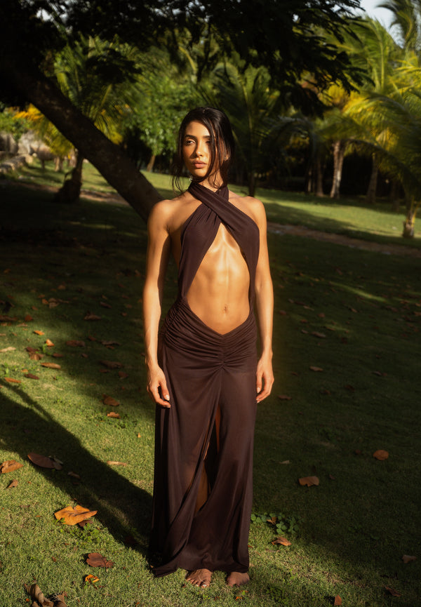 PREORDER MAKAY Mocca Long DRESS