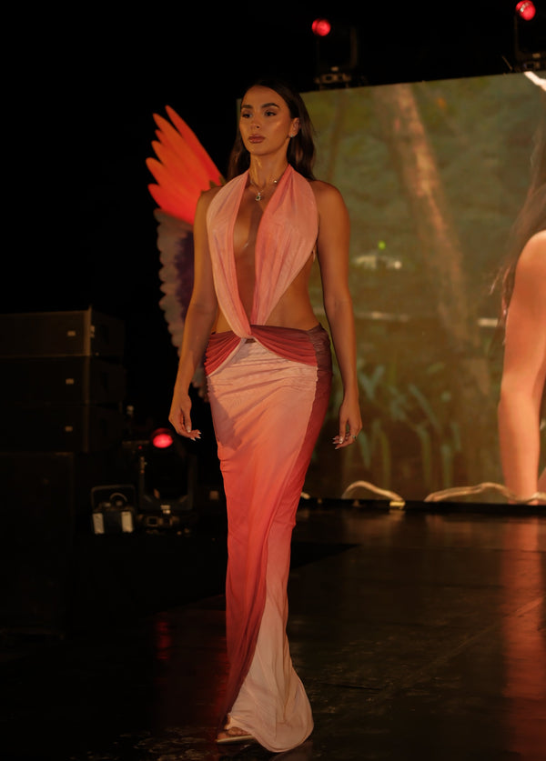 PREORDER MESH Pink Wings Long DRESS